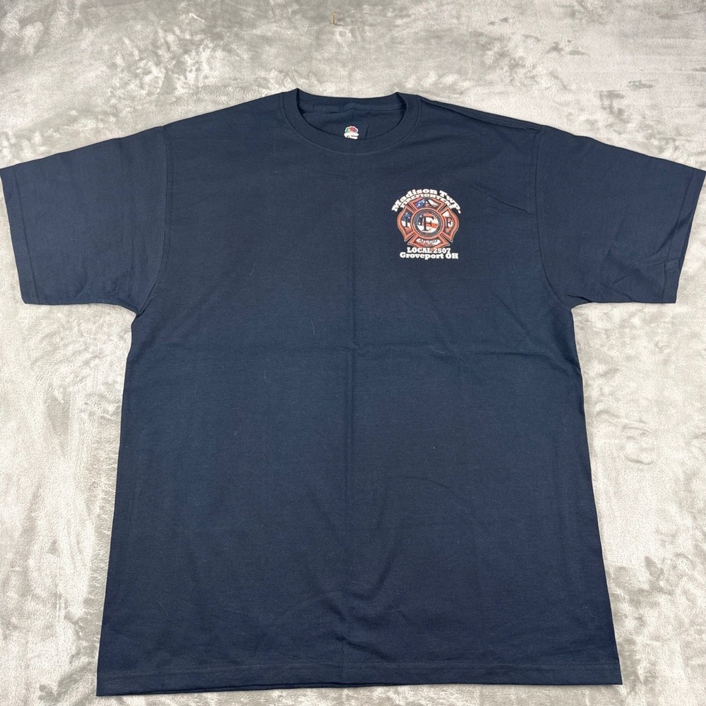 Collectible Fruit of the Loom Madison TWP Fire Station Dragon T-Shirt Navy XL OH
